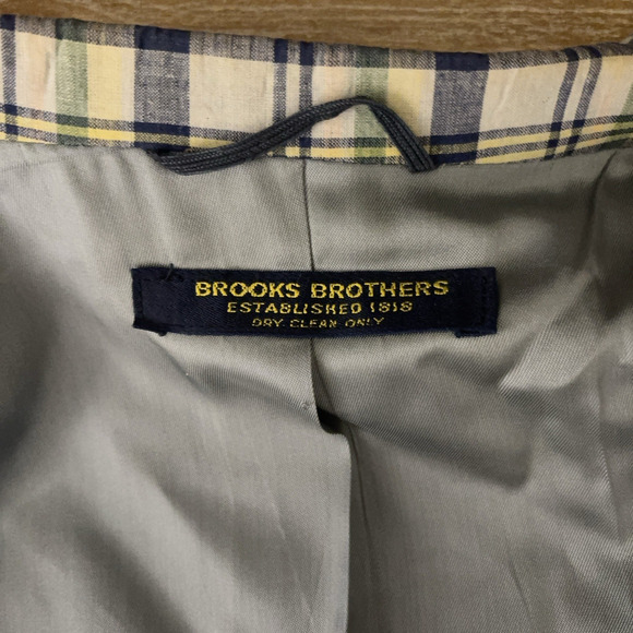 Brooks Brother Madras Blazer Men's Size 45 XL Blue Plaid Lightweight Summer - Picture 5 of 8